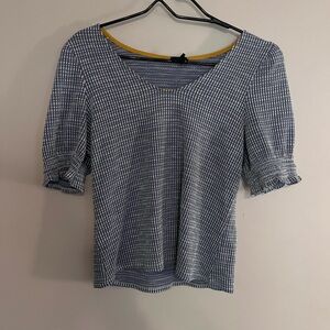 Blue Fitted Puff Sleeve Blouse